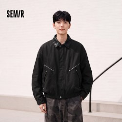 森马 棉服男秋冬时尚硬朗巴恩风水洗外套2026新款底特律翻领夹克