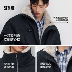 森马 羊毛科技棉服秋冬温暖毛领翻领外套男2026新款底特律夹克