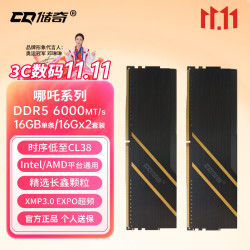 储奇 DDR5 6000 海力士Adie CL28低时序/CL36国产/美光颗粒台式机电脑主板内存条套装 哪吒黑甲DDR5 6000 长鑫颗粒C38 32GB 2条套条 16Gx2套装