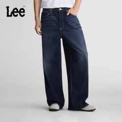 Lee 26秋冬新品宽松阔腿牛仔裤深蓝色男潮