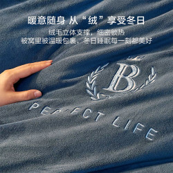 水星家纺 百丽丝 牛奶绒四件套 深蓝色 1.5米床 床单款