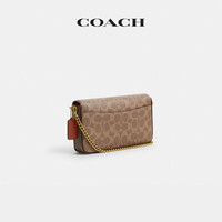 COACH 女士经典标志MILA通勤斜挎包单肩包老花复古链条女包 B4/棕黄色 焦糖色