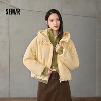 森马 棉服女冬季连帽肌理花苞外套宽松2026新款女生温柔松弛感棉衣