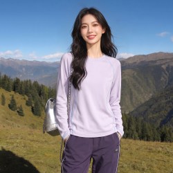 班尼路 撞色速干长袖T恤女2026秋新款吸湿速干户外健身运动上衣Q