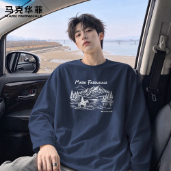 马克华菲 100%纯棉长袖T恤 藏青色 XL