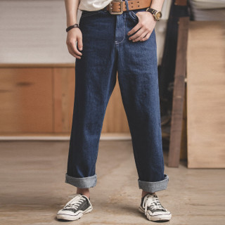 马登 oversize直筒阔腿高腰宽松老爹牛仔裤男
