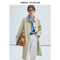 VEGA CHANG 小个子风衣女2026新款春季宽松经典英伦风休闲外套 卡其色 S