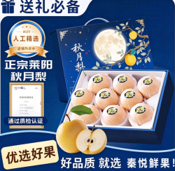 秦悦仙果鲜 山东莱阳秋月梨  甄选净重4.5斤装｜单果250g+｜甜