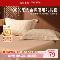 水星家纺 A类抑菌全棉磨毛对枕套 100%棉枕头套秋冬保暖枕头罩居家暖绒枕罩 花时旧梦磨毛对枕套