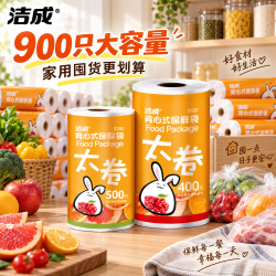 洁成 大号400只加厚食物分装塑料一次性方便袋 大号背心袋400只+中号背心袋500只