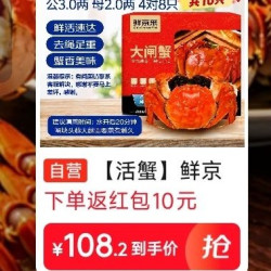 鲜京采 大闸蟹 公蟹3.0两 母蟹2.0两 4对8只 去绳足重 死蟹包赔 螃蟹礼盒