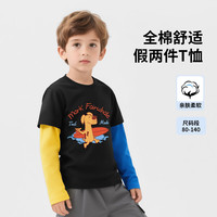 马克华菲 男童纯棉长袖T恤 黑色 冲浪萌犬