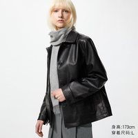 优衣库 仿皮宽松衬衫式茄克优衣库女装男装/外套夹克487846