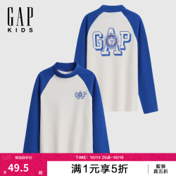 Gap 男童磨毛撞色插肩长袖T恤 象牙白 140cm