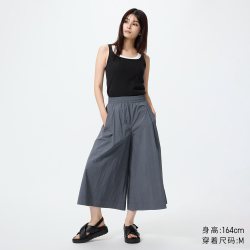 优衣库 休闲裙裤/常规款优衣库女装男装/阔感裙裤七分裤485593