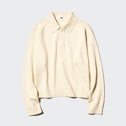 优衣库 柔滑棉质POLO领针织衫优衣库女装/毛衣毛衫482971