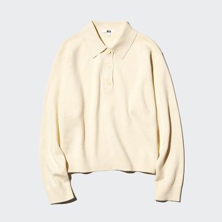 优衣库 柔滑棉质POLO领针织衫优衣库女装/毛衣毛衫482971