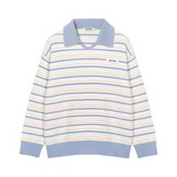 CANOTWAIT_ 陈伟霆仿貂条纹POLO领毛衣