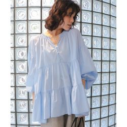 titivate 女装 宽松A字 棉质波点荷叶边罩衫 半透