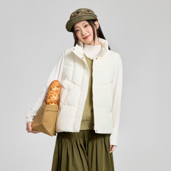 快鱼 2026年冬季女士立领小A型背心厚实耐用保暖经典休闲马甲外套