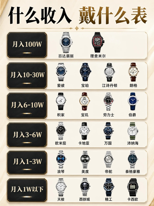 老哥你怎么看：月收入多少戴什么表，看看你在哪一档？