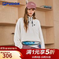 斐乐 FUSION潮牌女子套头卫衣2026春新款时尚针织长袖上衣 云白色-WT S 160/80A/S