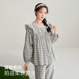安之伴 100%纯棉 菱花白 M 家居服套装