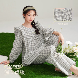 安之伴 100%纯棉 菱花白 M 家居服套装