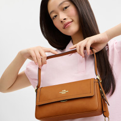 COACH 女士ETTA中号单肩斜挎包棕色CCV63  礼物新品