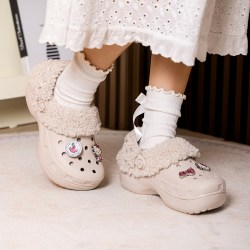 crocs 经典云朵宝石暖绒Clog厚底女鞋舒适洞洞鞋