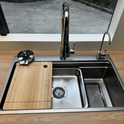 箭牌 百宝盆水槽304 厨房大单槽双轨盆中盆抗菌涂层4MM加厚承重50KG 左右侧排扩容