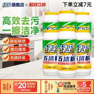 移动端：绿伞 第三代五洁粉6瓶轻松去污粉去油不锈钢清洁剂除锈/垢增白增亮 6瓶轻松去污粉去油不锈钢清洁剂除锈/垢增白增亮