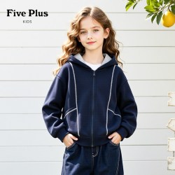 Five Plus 女童秋季套装2026新款女孩时尚撞色外套儿童阔腿牛仔裤