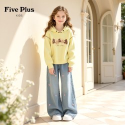 Five Plus 女童连帽卫衣春秋款2026新款儿童巨好看上衣小女孩衣服