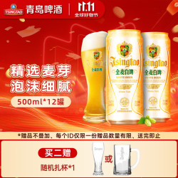 青岛啤酒 全麦白啤 500ml*12听