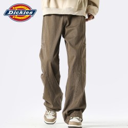 Dickies 复古咖色直筒工装牛仔裤男款秋季宽松休闲百搭水洗阔腿裤
