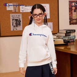Champion 冠军男女儿童连帽卫衣青少年加绒学院风外套