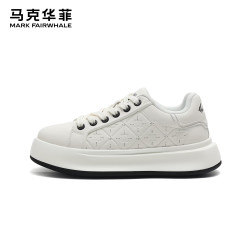 马克华菲 男士潮流压纹休闲小白鞋