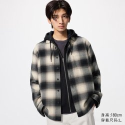 优衣库 法兰绒格子衬衫/长袖优衣库男女装衬衣薄外套486601 481224