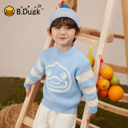 B.Duck 童装男童毛衣儿童针织衫宝宝上衣毛衫春秋装2026新款 宁静蓝 120 cm（