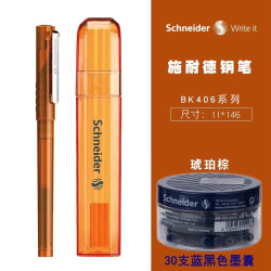 施耐德 德国进口中小学生钢笔 BK406 EF尖0.38MM 琥珀棕+30支黑色墨囊（可备注颜色）