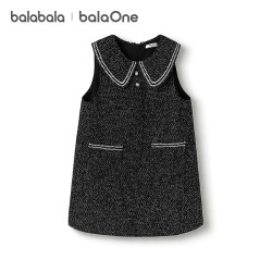 巴拉巴拉 balaOne童装女童连衣裙冬新款儿童小香风背心裙时尚 黑灰色调00392 140