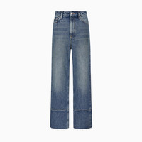 CK Jeans26秋冬新款女士美式潮流纯棉毛边脚口高腰宽松牛仔裤