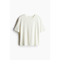 H&M HM女装T恤夏季细密针织舒适圆领简约气质短袖上衣1260796