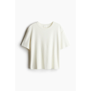 H&M HM女装T恤夏季细密针织舒适圆领简约气质短袖上衣1260796
