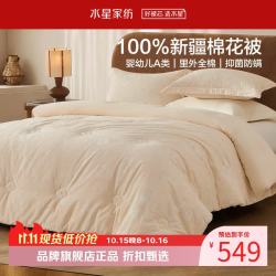 水星家纺 A类新疆100%棉花冬被芯40支全棉磨毛面料秋冬被子 时光棉花加厚冬被220×240cm