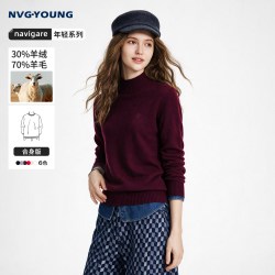 NVG·YOUNG navigare小帆船半高领毛衣女柔软内搭羊绒打底衫