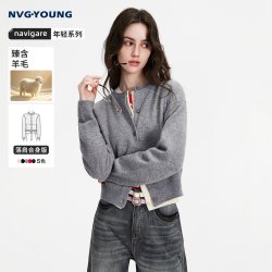 NVG·YOUNG navigare小帆船显瘦针织开衫女生透气毛衣含羊毛
