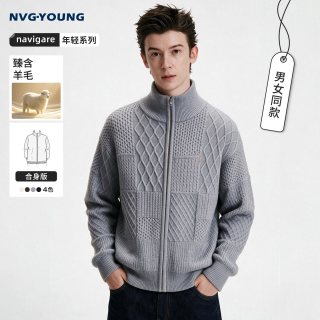 NVG·YOUNG navigare小帆船含羊毛立领针织衫男外套上衣