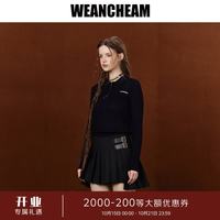WEancheAM 未未姆 2026秋新款打底polo针织上衣翻领修身长袖女 藏青色 均码